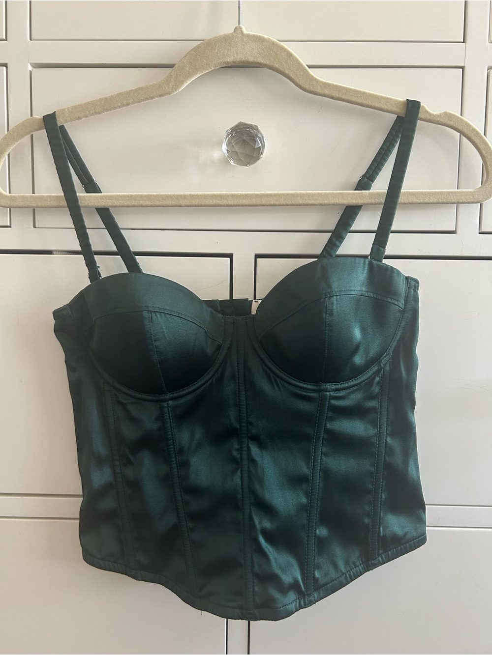 Fleur du Mal Emerald Green Satin Bustier Top